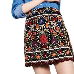 Zara Boho Embroidered Mini Skirt